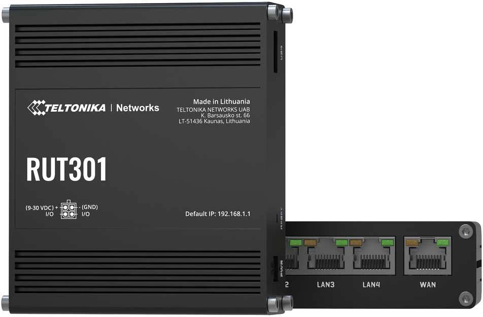 Teltonika | Ethernet Maršrutizatorius | RUT301 | No Wi-Fi | 10/100 Mbit/s | Ethernet LAN (RJ-45) jungtys 5 | Mesh Support No | MU-MiMO No | No mobile broadband