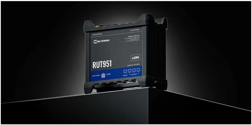 TELTONIKA RUT951 POE+ daiktų interneto maršrutizatorius 4G (CAT4) dviguba SIM 4X10/100 RJ45 WIFI be maitinimo šaltinio