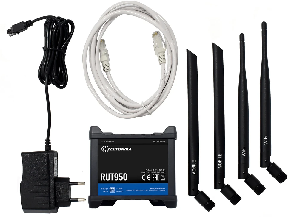 Šakotuvas Extralink Maršrutizatorius LTE Teltonika RUT950U022C0 (3G/4G/LTE SIM, xDSL (laido jungtis LAN), 2,4 GHz)