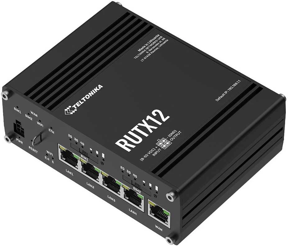 TELTONIKA daiktų interneto maršrutizatorius RUTX12 2X LTE+ETH+WIFI