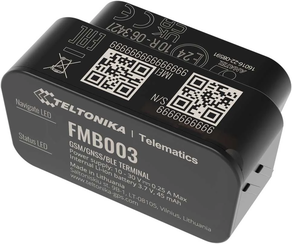 FMB003 2G TELTONIKA OBD GPS SEKLYS, Serveris : Nepridėti, SIM kortelė: Nepridėti