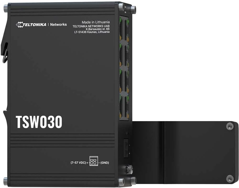 Šakotuvas Teltonika | Komutatorius | TSW030 | Nevaldomas | Montuojamas ant DIN bėgelio | 10/100 Mbps (RJ-45) jungčių kiekis: 8 | Maitinimo šaltinio tipas: 2 kontaktų pramoninis nuolatinės srovės maitinimo lizdas