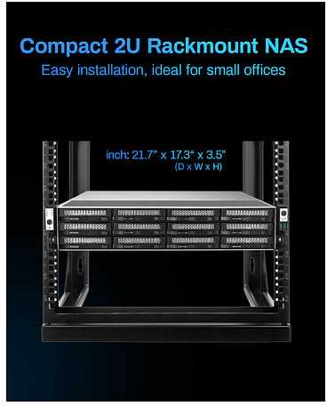 „TERRAMASTER U12-500 Plus NAS“ failų serveris, „Intel Core i7-1255U“, 16 GB RAM, 12 lizdų