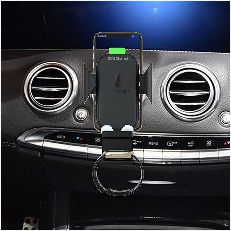 Terratec ChargeAir All Car Aktyvus laikiklis Mobilusis telefonas / išmanusis, Išmanusis laikrodis Juoda