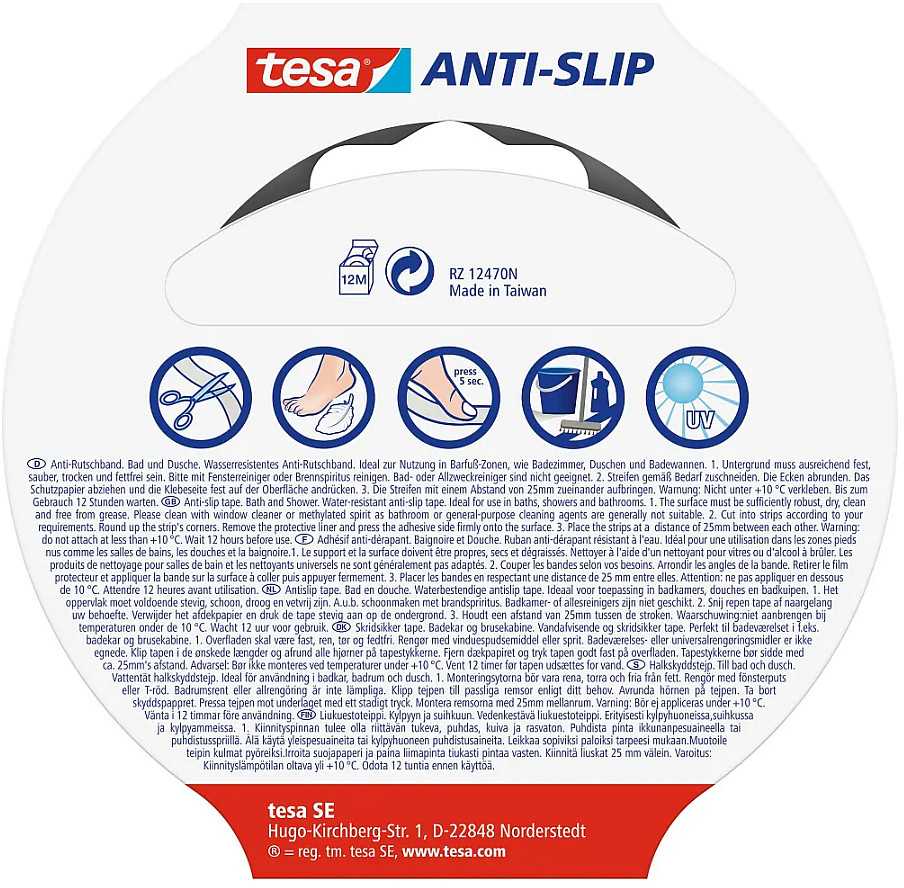 Tesa TESA 55533-00000-11 neslystantis ir lipnus vonios kilimėlis Neslystantis dirželis voniai Permatomas