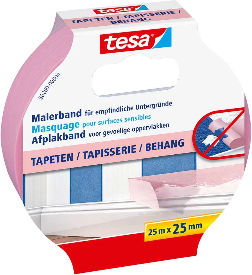 Tesa Taśma Precizinė dažymo juosta vidaus darbams 7 dienos 25 m: 25 mm, rožinė [užsakymas h5626003]
