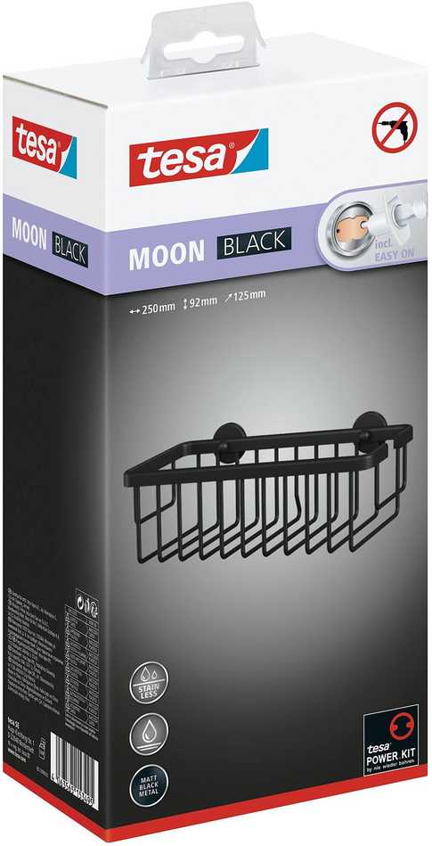 Tesa 40567-00000-00 MOON Juodas Półka prysznicowa klej juoda matinė