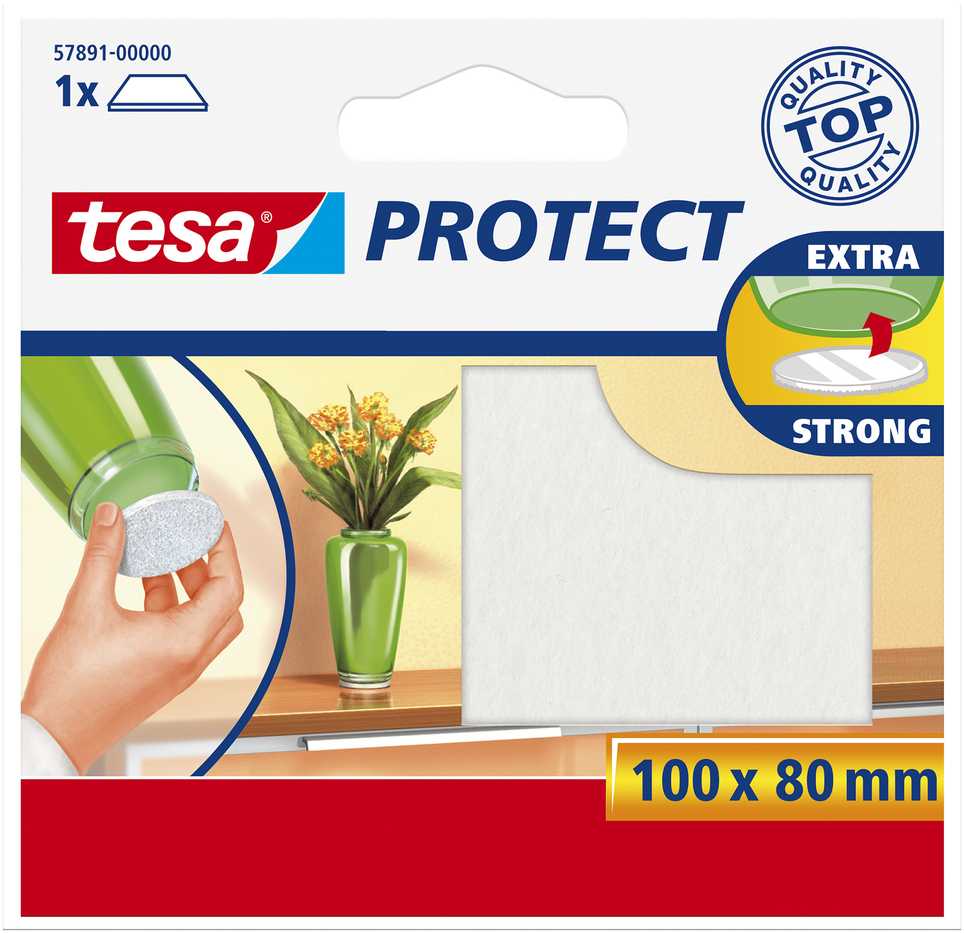 Tesa Protect Filzgleiter rechteckig 100 x 80mm baltas