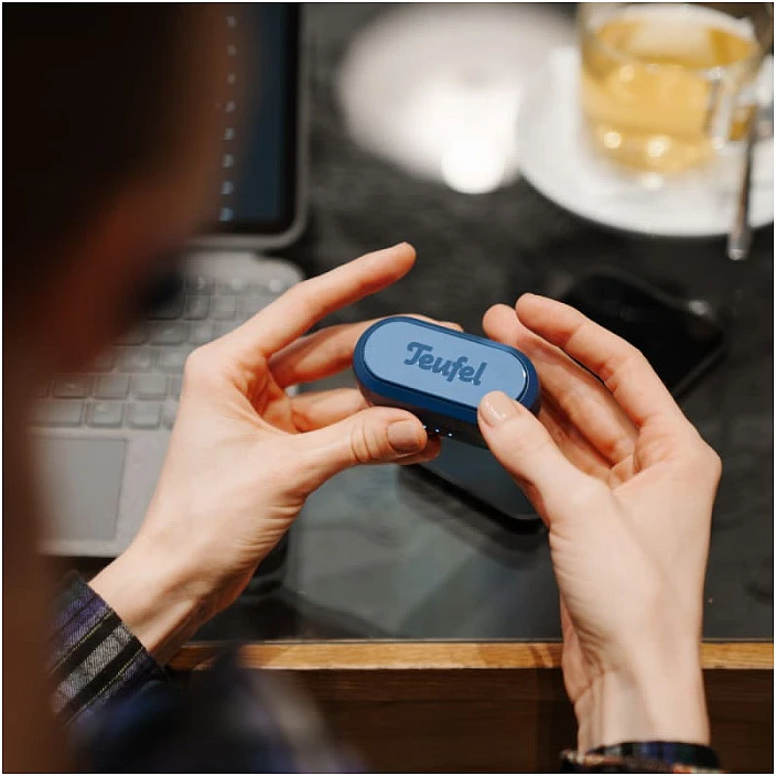 Ausinės Teufel REAL mėlynos TWS 3 Ausinių rinkinys Belaidės ausinės Į ausį Bluetooth Skambučiai/muzika Mėlynos
