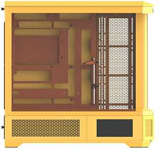 „Thermaltake View 600 TG Butter Caramel“, didelis bokšto formos korpusas – geltonas, grūdintas stiklas