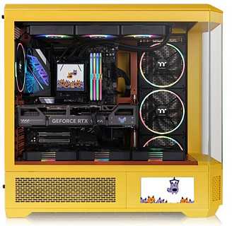 „Thermaltake View 600 TG Butter Caramel“, didelis bokšto formos korpusas – geltonas, grūdintas stiklas