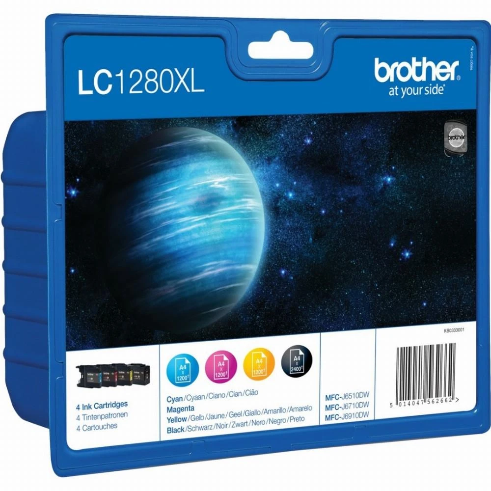 BROTHER VERTINGAS PAKETAS (LC-1280XL JUODA/ŽYRA/MĖLYNA/GELONIJA)