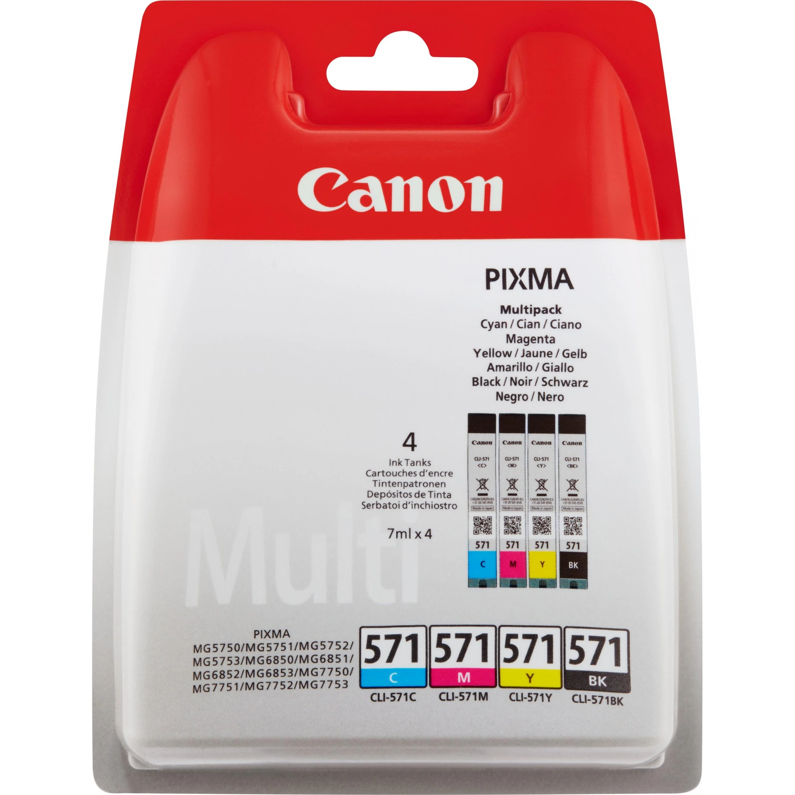Rašalinė Canon CLI-571 C/M/Y/BK MULTIPACK lizdinė plokštelė be apsaugos