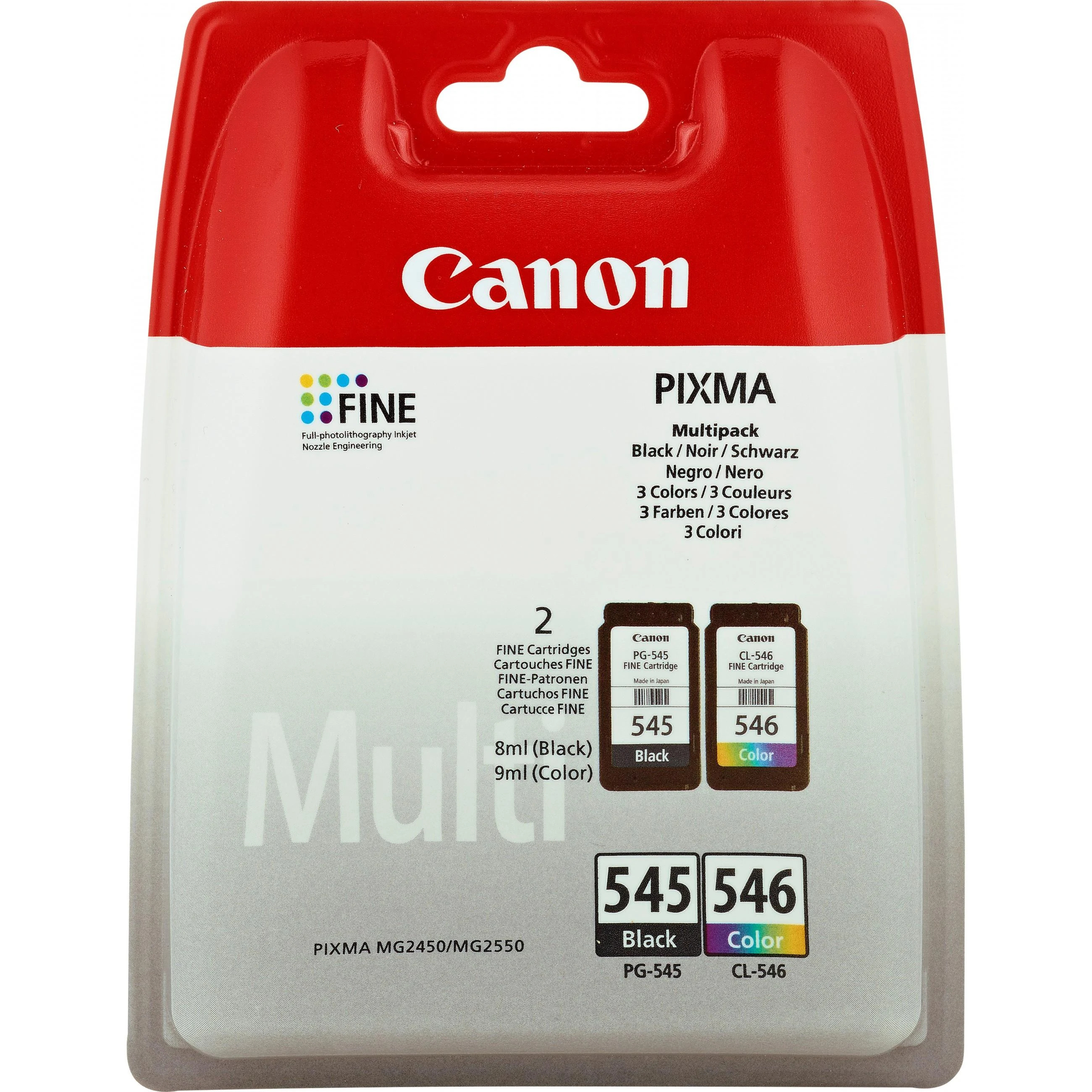 CANON 1LB PG-545 / CL-546 rašalo kasetė juodas ir spalva standartinė talpa bk: 180p cl: 180p 2 pakuočių lizdinė plokštelė be signalizacijos