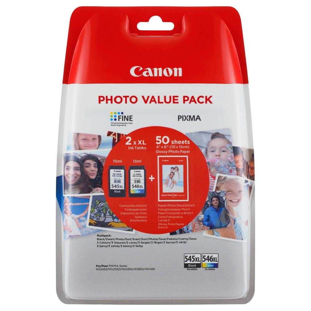 Canon PG-545XL/CL546XL rašalo kasetės, + GP501 10x15 foto popierius