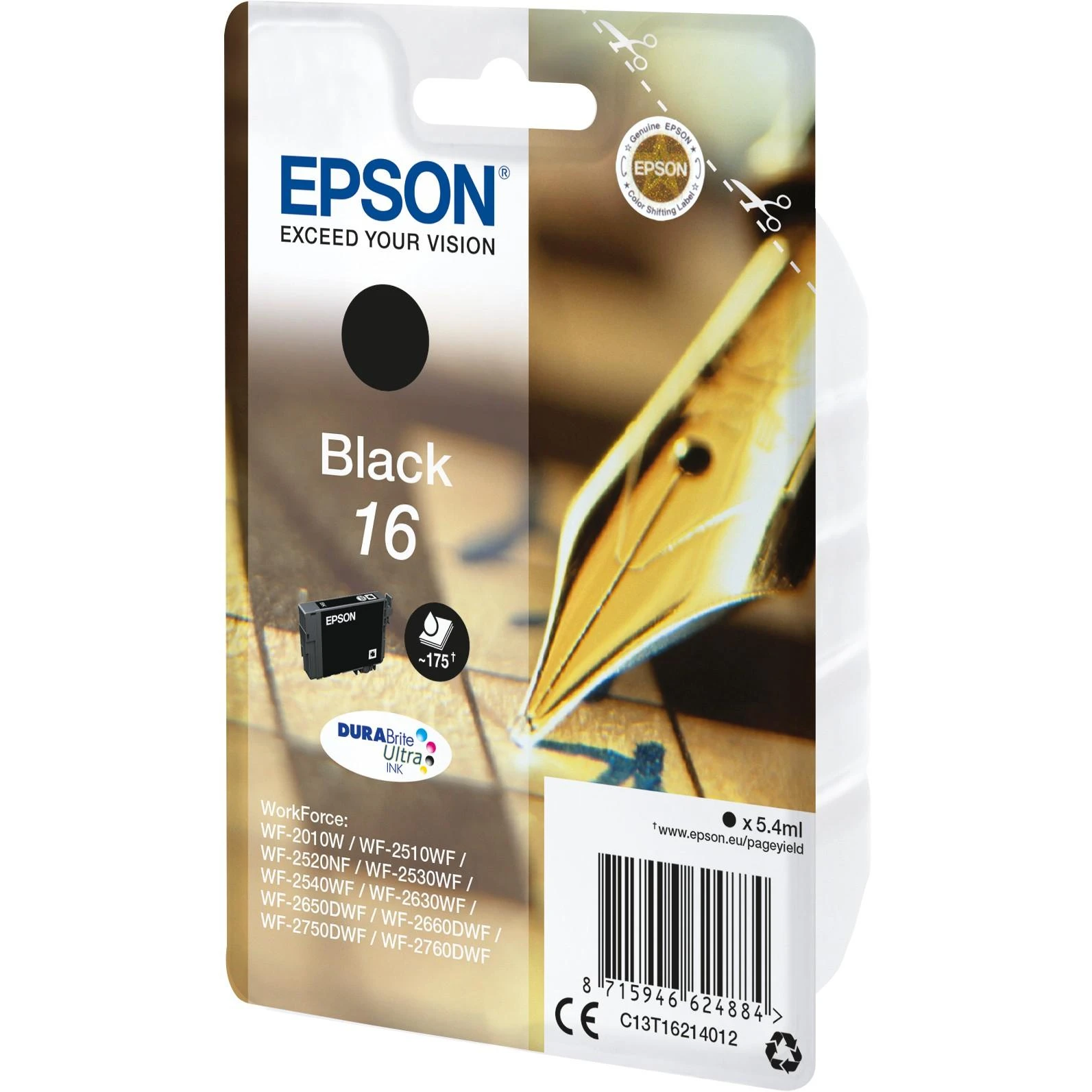 Kasetė - Epson Ink No 16 (Epson, C13T16214012, Juodas)