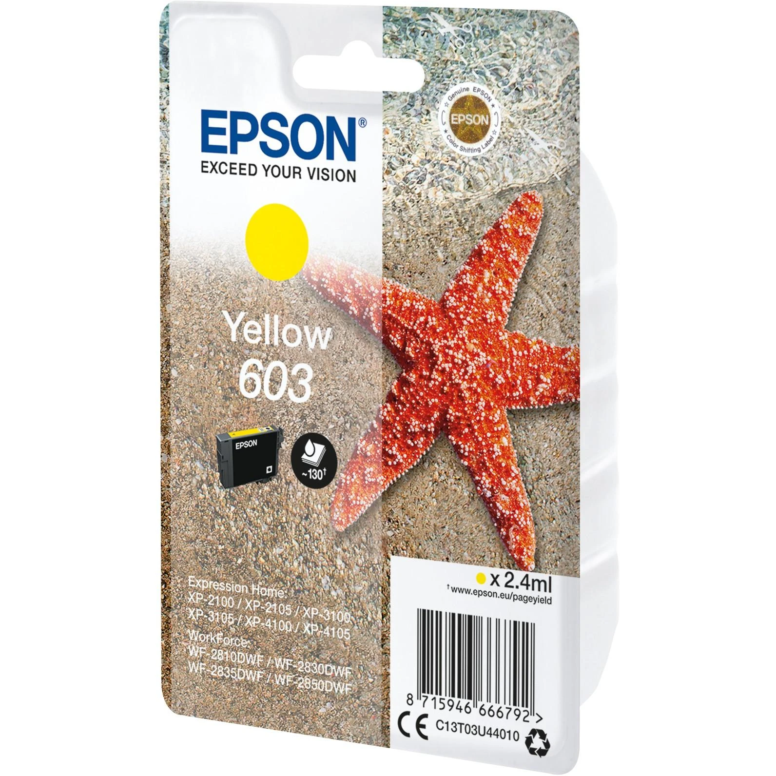 Epson C13T03U44010 rašalo kasetė Originalus Geltona 1 vnt