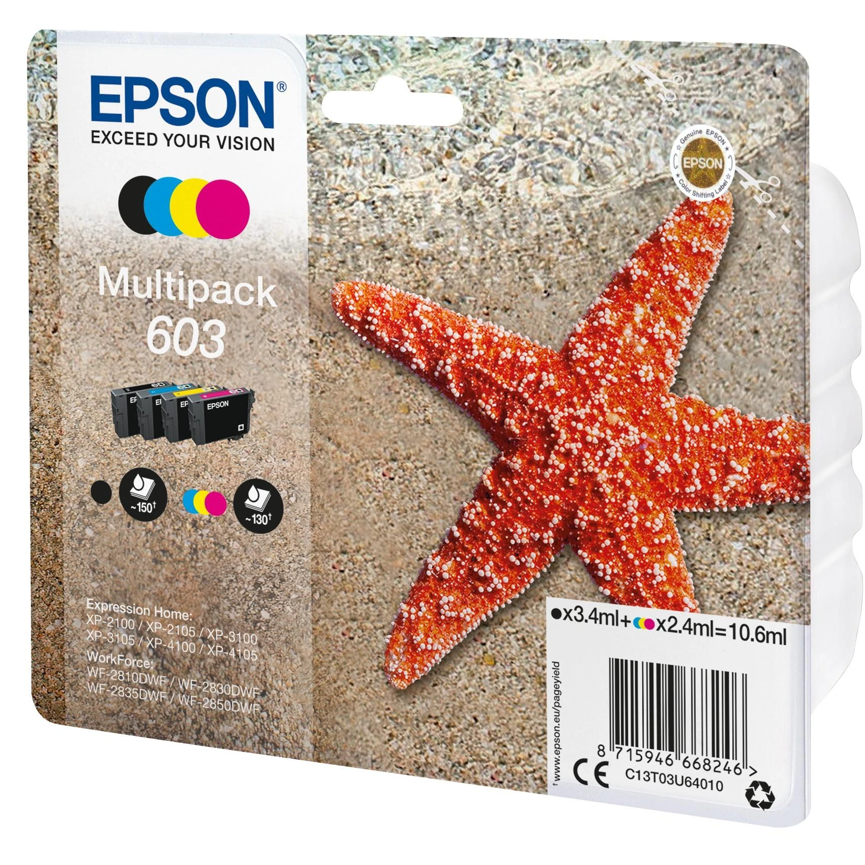 Epson C13T03U64010 rašalo kasetė Originalus Juoda, Žydras, Rausvai raudona, Geltona 1 vnt