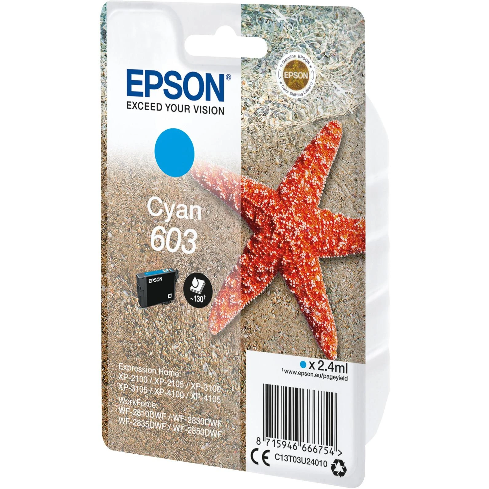Epson C13T03U24010 rašalo kasetė Originalus Žydras 1 vnt