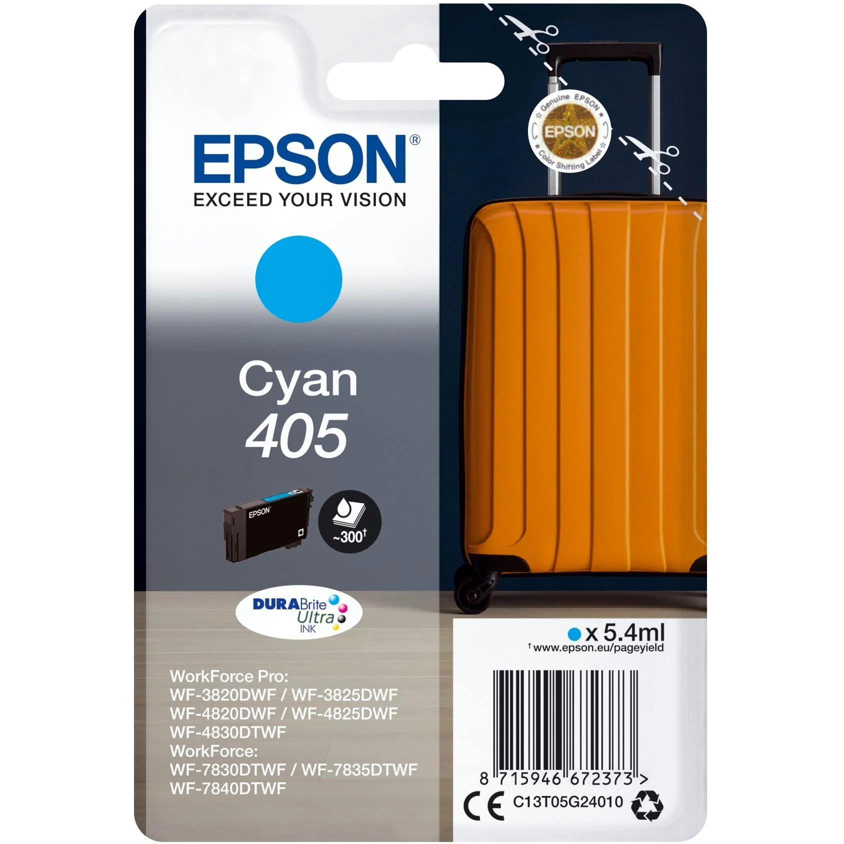 Epson 405 DURABrite Ultra (C13T05G24010) Rašalinė kasetė, Žydra