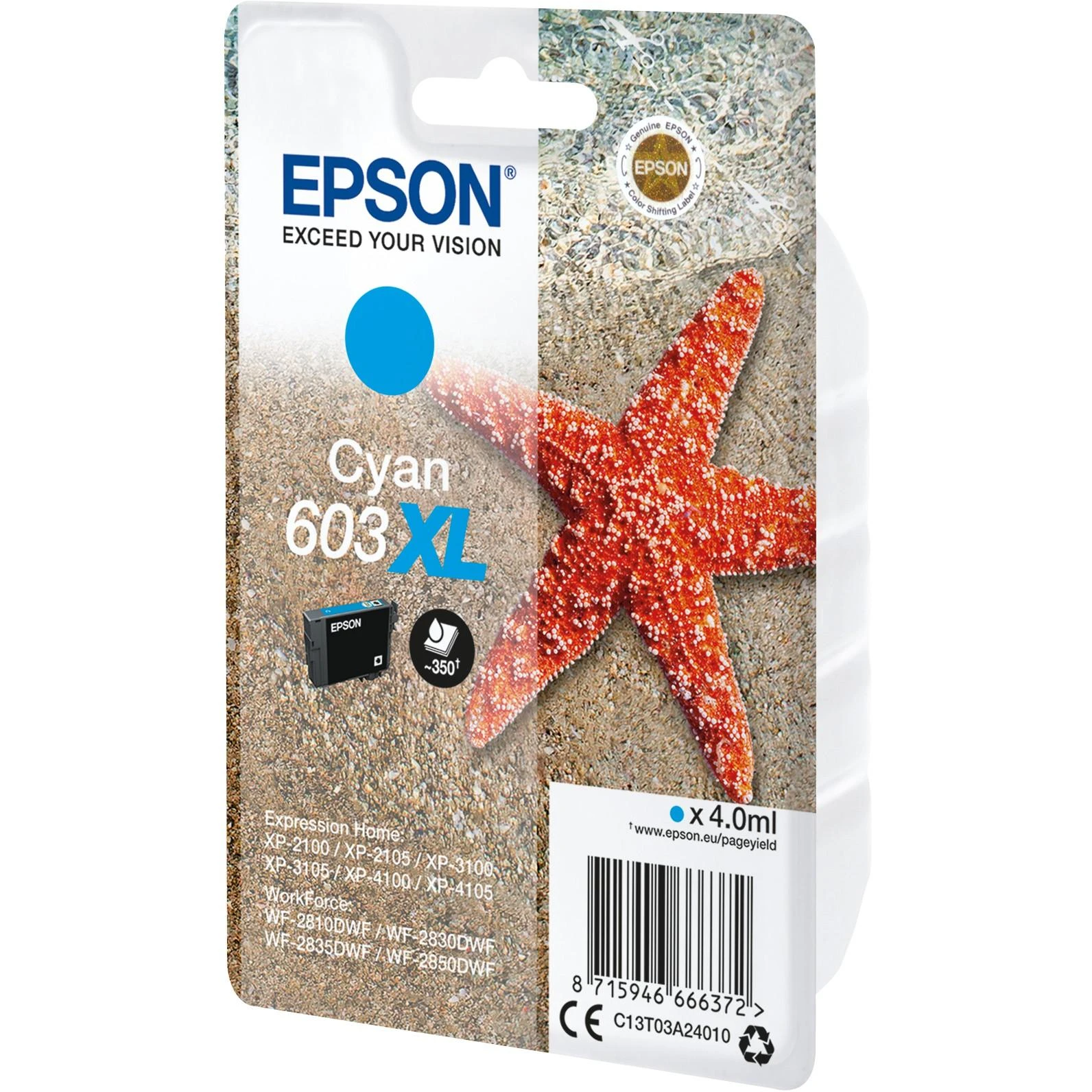 Epson C13T03A24010 rašalo kasetė Originalus Žydras 1 vnt