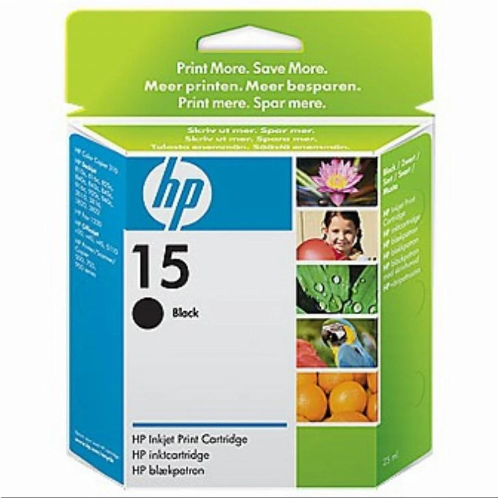 Hewlett Packard (HP) HP 15 Juodas rašalo kasetė, 495 puslapiai, skirta HP DeskJet 810, 840, 843c, Photosmart Color 750, 950, Officejet V40