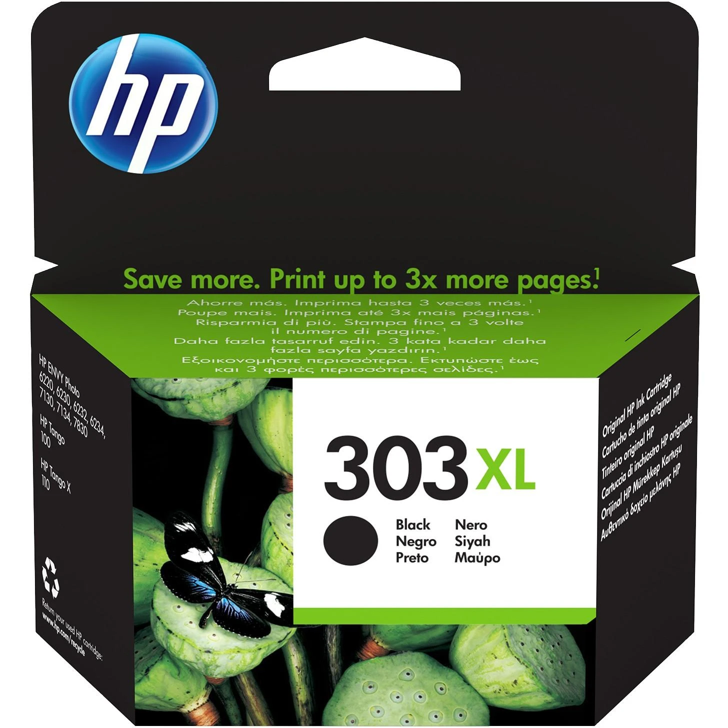 Hewlett Packard (HP) HP 303XL didelės talpos juodo rašalo kasetė, 600 puslapių, skirta HP ENVY Photo 6230, 7130, 7134, 7830 spausdintuvams