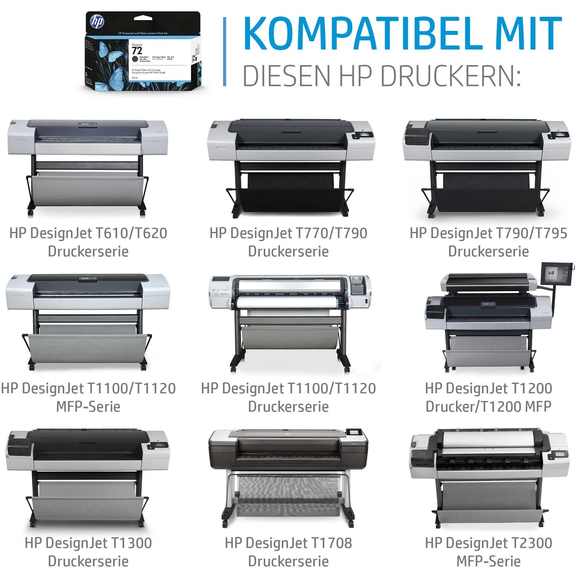 Hewlett Packard (HP) Hp 72 ink juodas matte Vivera 130ml DesignJet T1100 T610 T620 T770 T1200