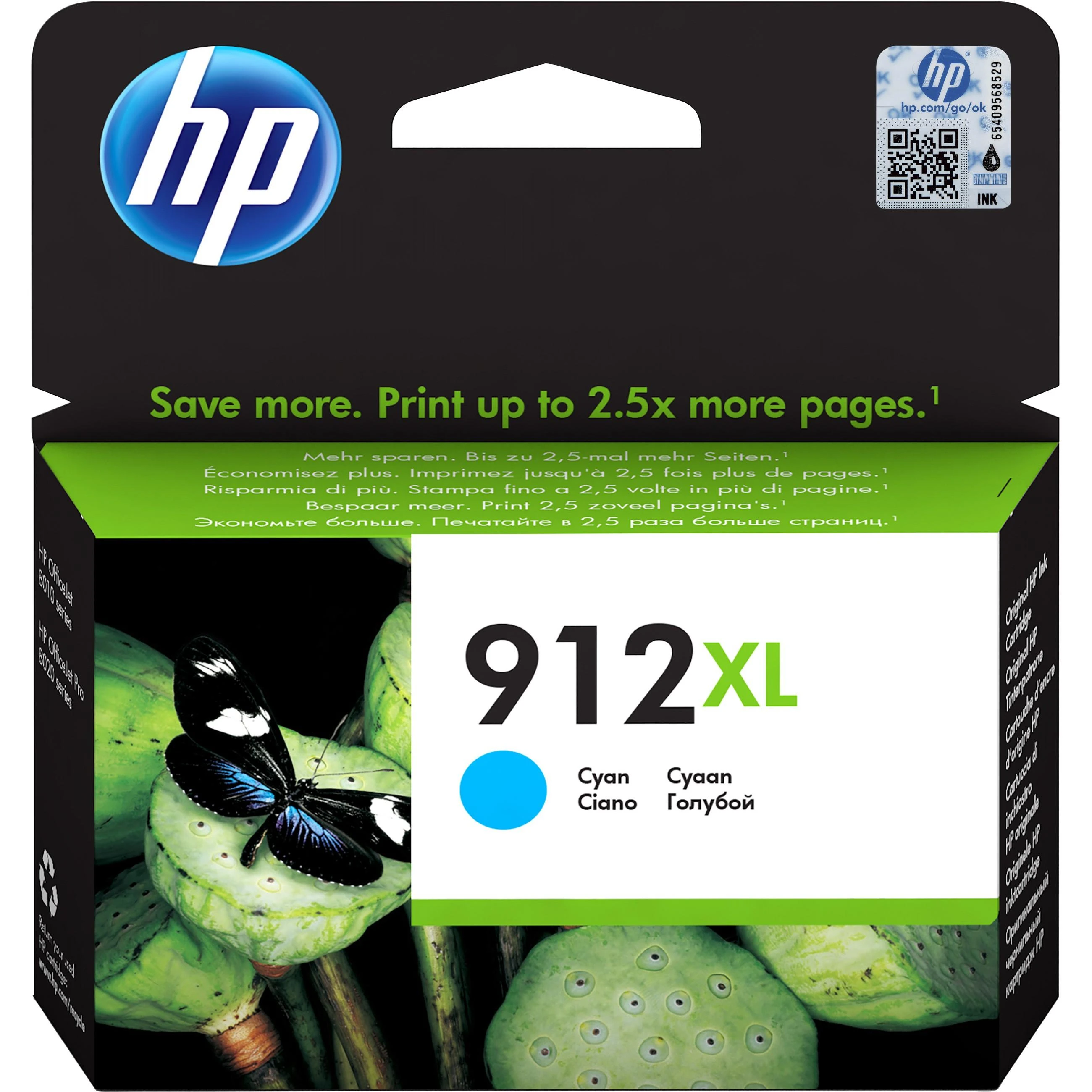 Hewlett Packard (HP) HP 912XL didelio našumo žalsvai mėlynas rašalas