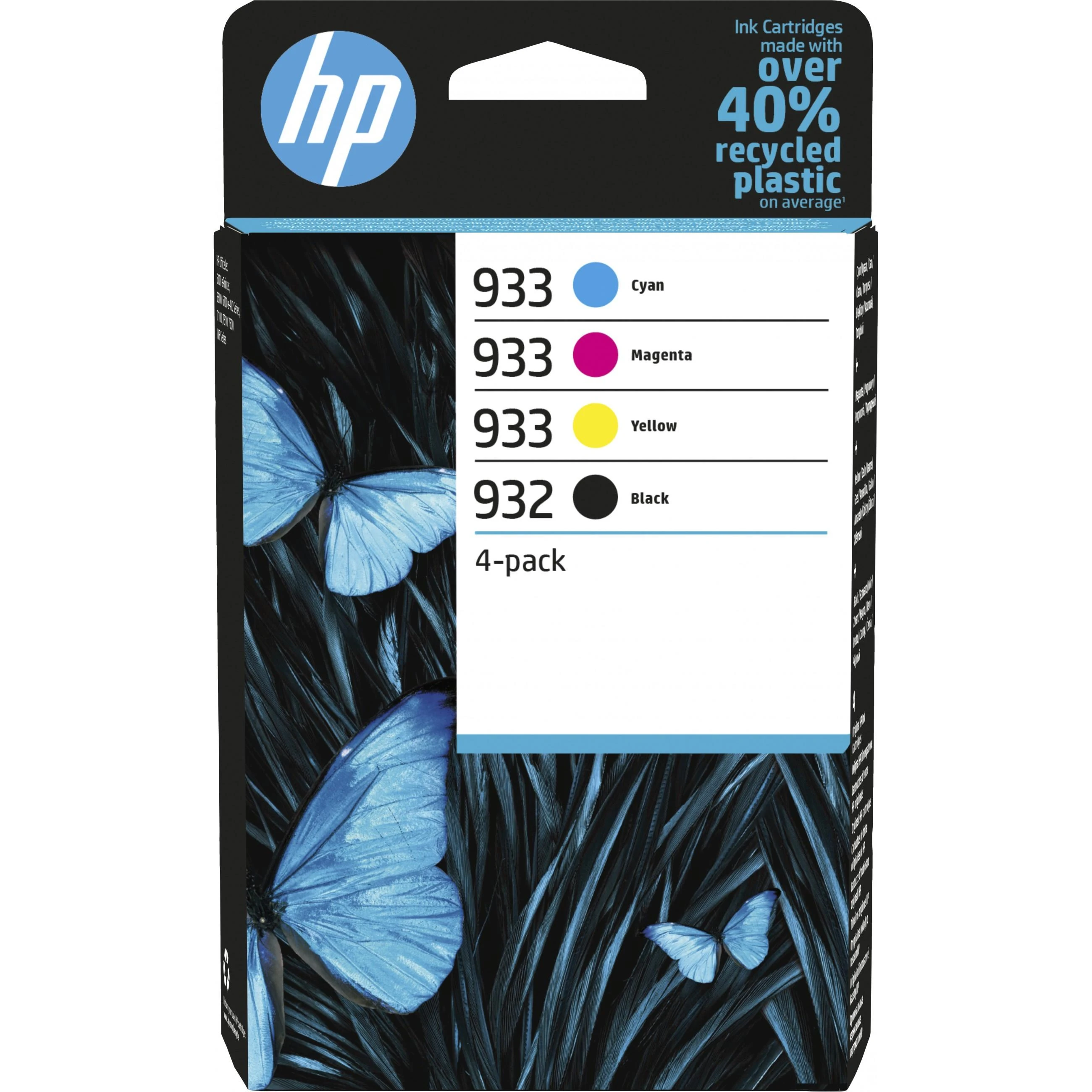 Hewlett Packard (HP) HP 932 Juodas 933 CMY originalios rašalo kasetės, 4 vnt. pakuotė