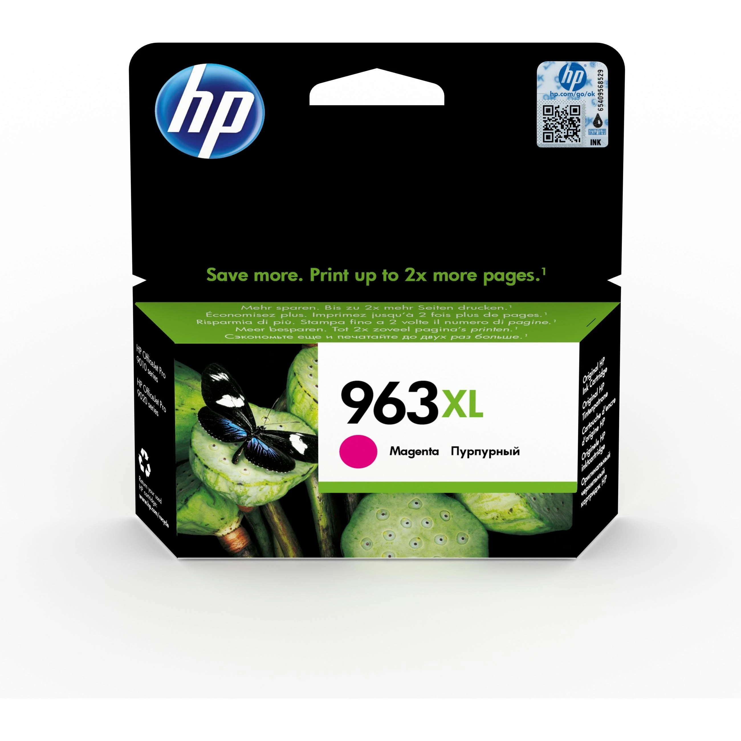 Hewlett Packard (HP) Originali HP 963XL didelio našumo purpurinė rašalo kasetė