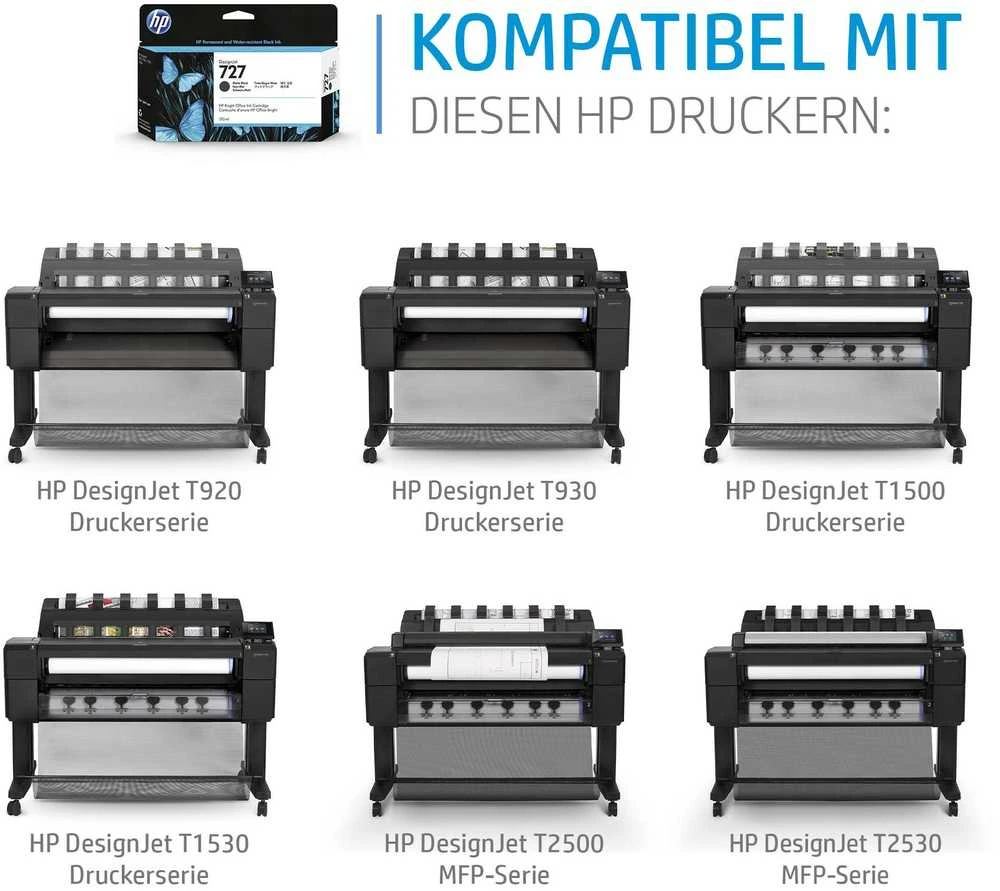 Hewlett Packard (HP) HP 727 300 ml rašalo kasetė, purpurinė