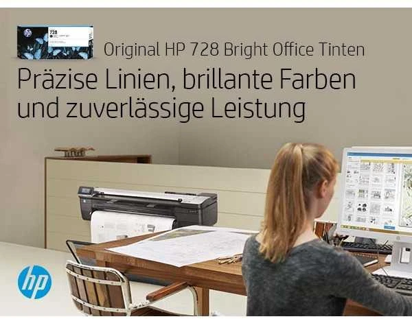 Hewlett Packard (HP) HP 728 130 ml žydros spalvos rašalo kasetė