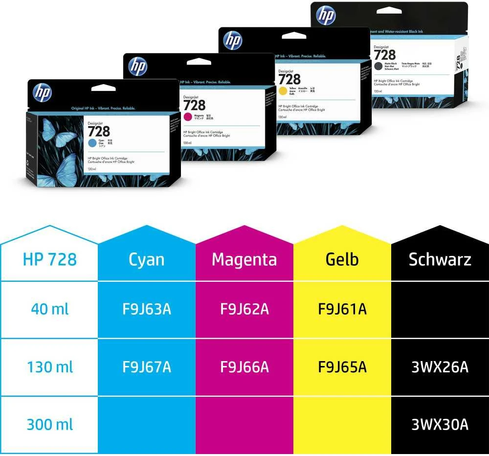 Hewlett Packard (HP) HP 728 130 ml žydros spalvos rašalo kasetė
