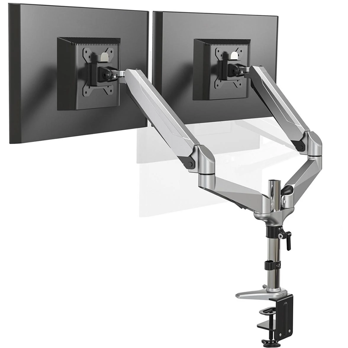 Laikiklis Assmann Electronic DIGITUS dviejų ekranų stalinis kompiuteris su dujinių spyruoklių stovu 2 tft/LCD iki 27 colių Vesa 75x75mm 100x100mm max.8KG juodas