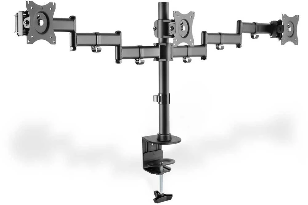 Assmann Electronic DIGITUS Universalus Tripple Monitorius Stovas su tvirtinimo mazgu Triple Monitorius Stalinis laikiklis juodas 90ø Swivel 45ø Tent rotat