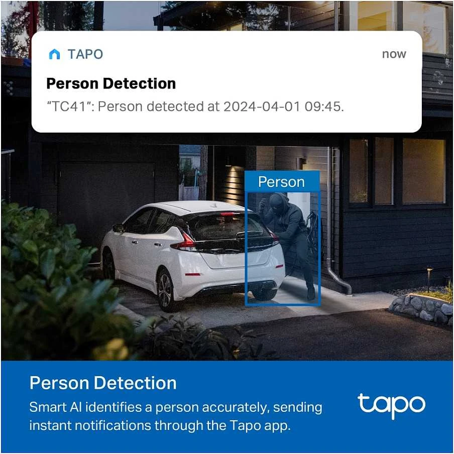 TP-LINK Camera Tapo TC41 Wi-Fi Pan/Tilt lauko apsaugos kamera 2K Baltas EU
