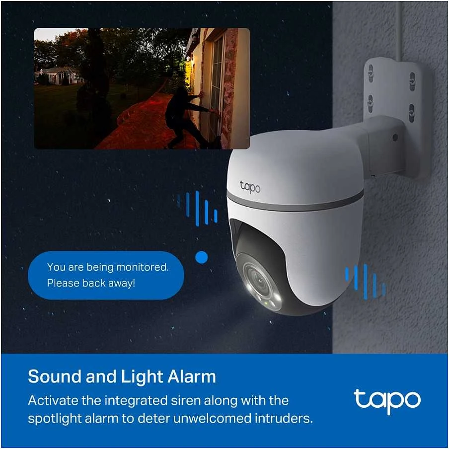 TP-LINK Camera Tapo TC41 Wi-Fi Pan/Tilt lauko apsaugos kamera 2K Baltas EU