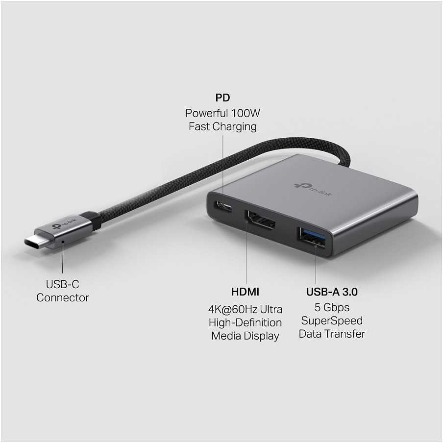 USB ŠAKOTUVAS TP-Link TP-Link ŠAKOTUVAS UH6120C USB-C 3 prievadų šakotuvas
