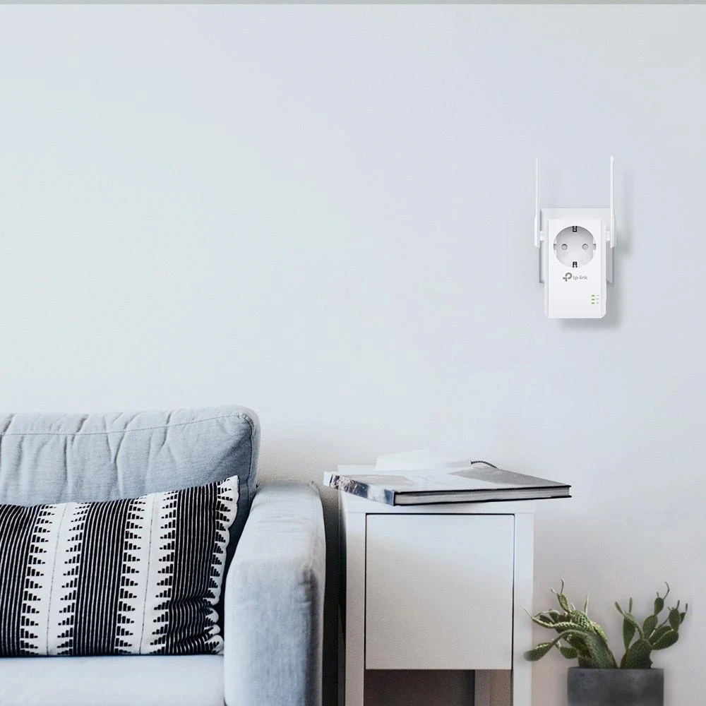 TP-LINK 300Mbps belaidis N sieninis diapazono ilgintuvas su pralaidumu „Atheros 2T2R 2.4GHz 802.11n/g/b“ įjungimu/išjungimu ir diapazono ilgintuvu