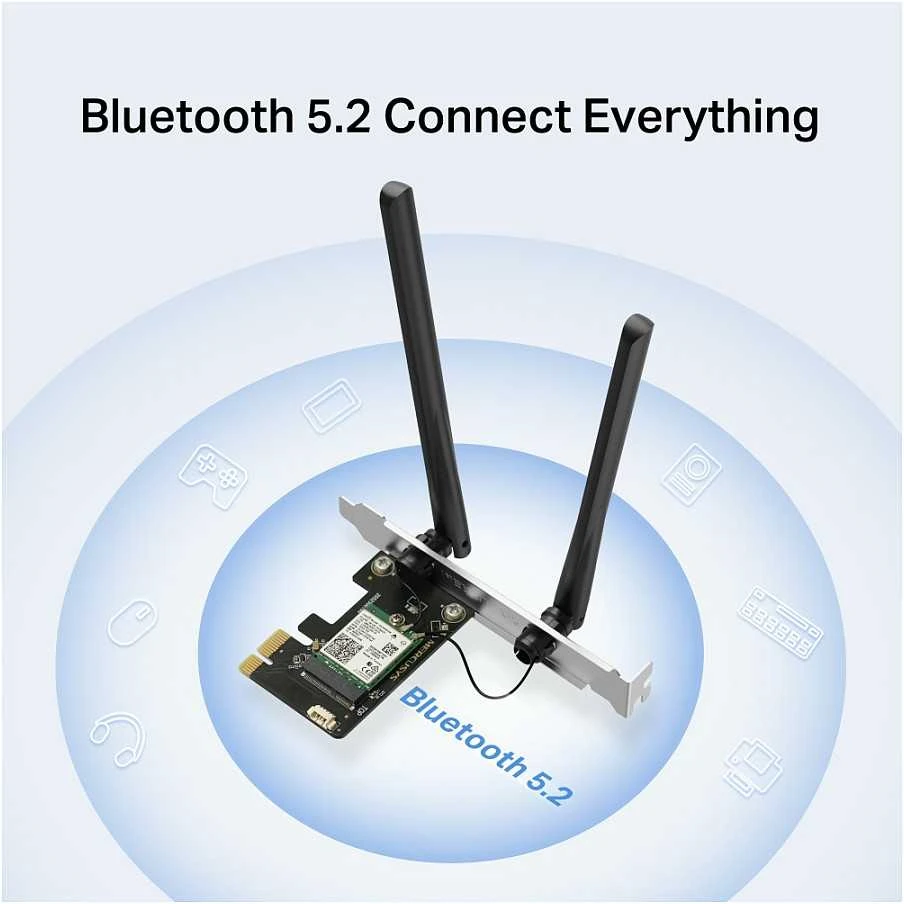 MERCUSYS MA80XE AX3000 Wi-Fi 6 Bluetooth 5.2 PCIe adapteris