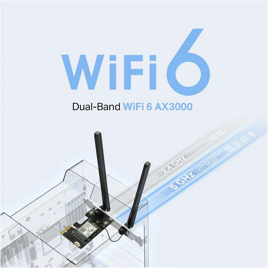 MERCUSYS MA80XE AX3000 Wi-Fi 6 Bluetooth 5.2 PCIe adapteris