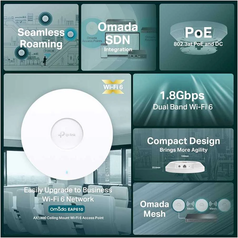 Prieigos taškas TP-Link Omada EAP610 AX1800