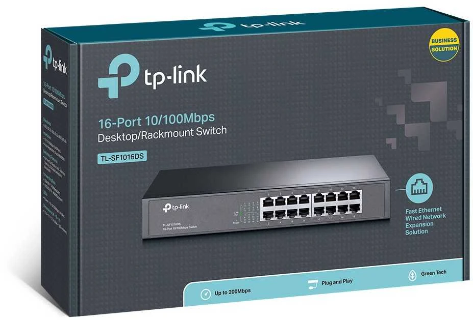 Šakotuvas TP-LINK 16port 10/100M Switch Plieninis dėklas