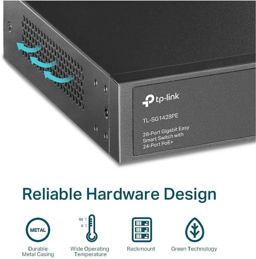 TP-Link 8 prievadų "Gigabit Easy Smart" komutatorius su 4 prievadų PoE (TL-SG108PE)