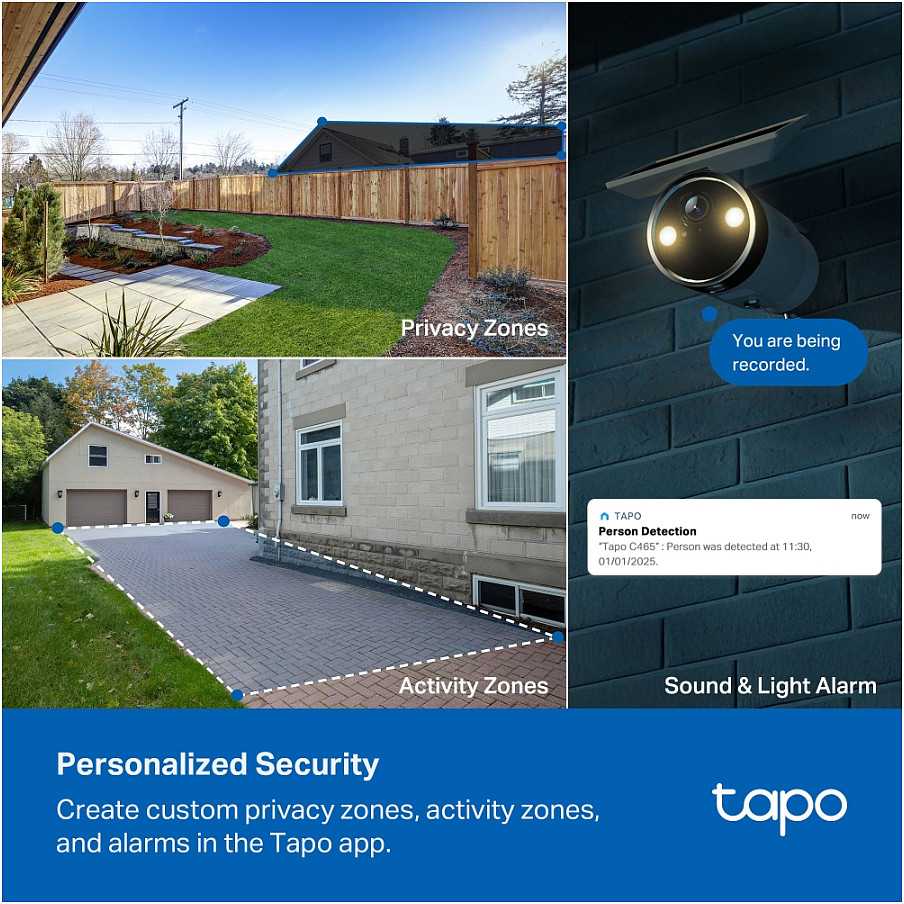 IP kamera TP-Link Tapo C465 V1 – tinklo stebėjimo kamera – lauke – atspari atmosferos sąlygoms – spalva (diena ir naktis) – 8 MP – 3840 x 2160 – 4K – fiksuotas židinio nuotolis – garsas – belaidė – Wi-Fi – 2,4 GHz radijo – 5 GHz belaidis – H.264
