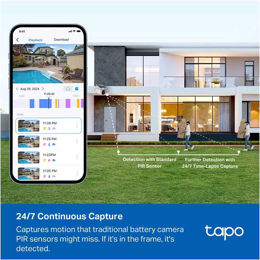 IP kamera TP-Link Tapo C465 V1 – tinklo stebėjimo kamera – lauke – atspari atmosferos sąlygoms – spalva (diena ir naktis) – 8 MP – 3840 x 2160 – 4K – fiksuotas židinio nuotolis – garsas – belaidė – Wi-Fi – 2,4 GHz radijo – 5 GHz belaidis – H.264