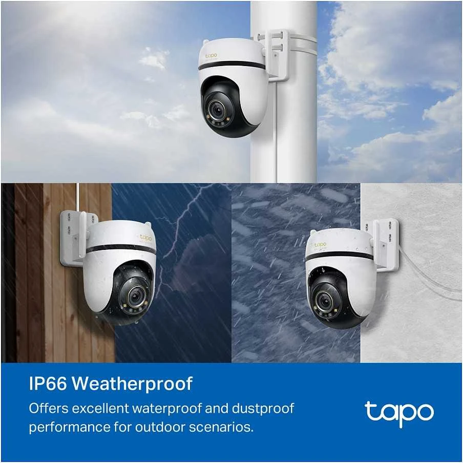 TP-LINK | Lauko apsaugos Wi-Fi kamera su pasukimu/pakreipimu | Tapo C530WS | Kupolinė | 5 MP | 3.2 mm / F1.6 | IP66 | H.264 | Micro SD, maks. 512 GB