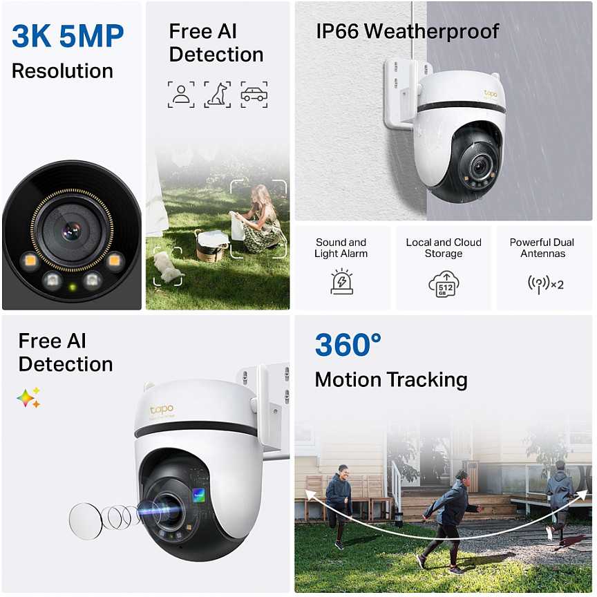 TP-Link lauko PTZ Wi-Fi kamera 5 MP su spalvotu naktiniu matymu C530WS