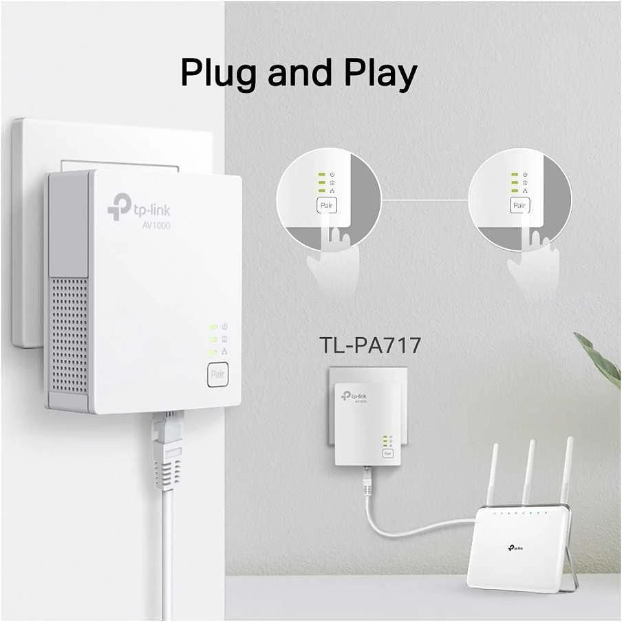 Maršrutizatorius TP-Link TL-PA717 KIT AV1000 powerline tinklo adapterių rinkinys, 1x Gigabit Ethernet